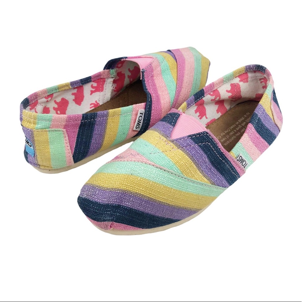 Toms Classic Slip On Alpargata Multicolored Striped Woven Canvas Size 6